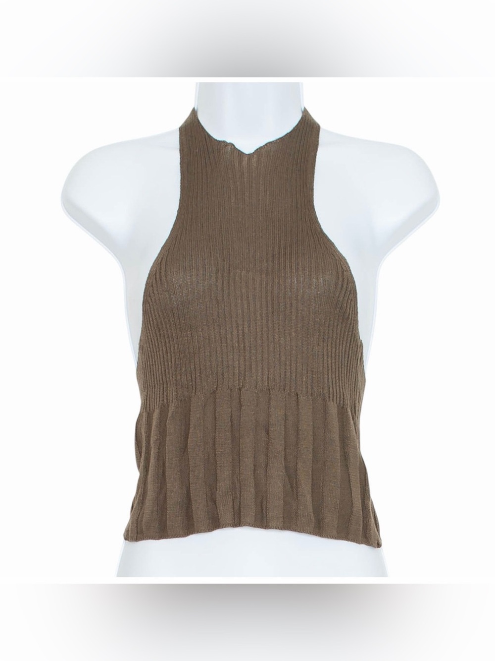 NWT Free People Cropped Tank Top Ribbed Racerback Y2K 90s Minimalist Brown Small